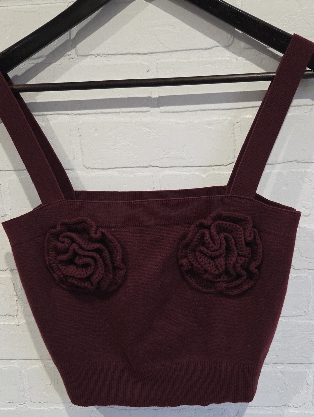 Magda Butrym X H&M Floral-Appliqué Knit Cropped Camisole